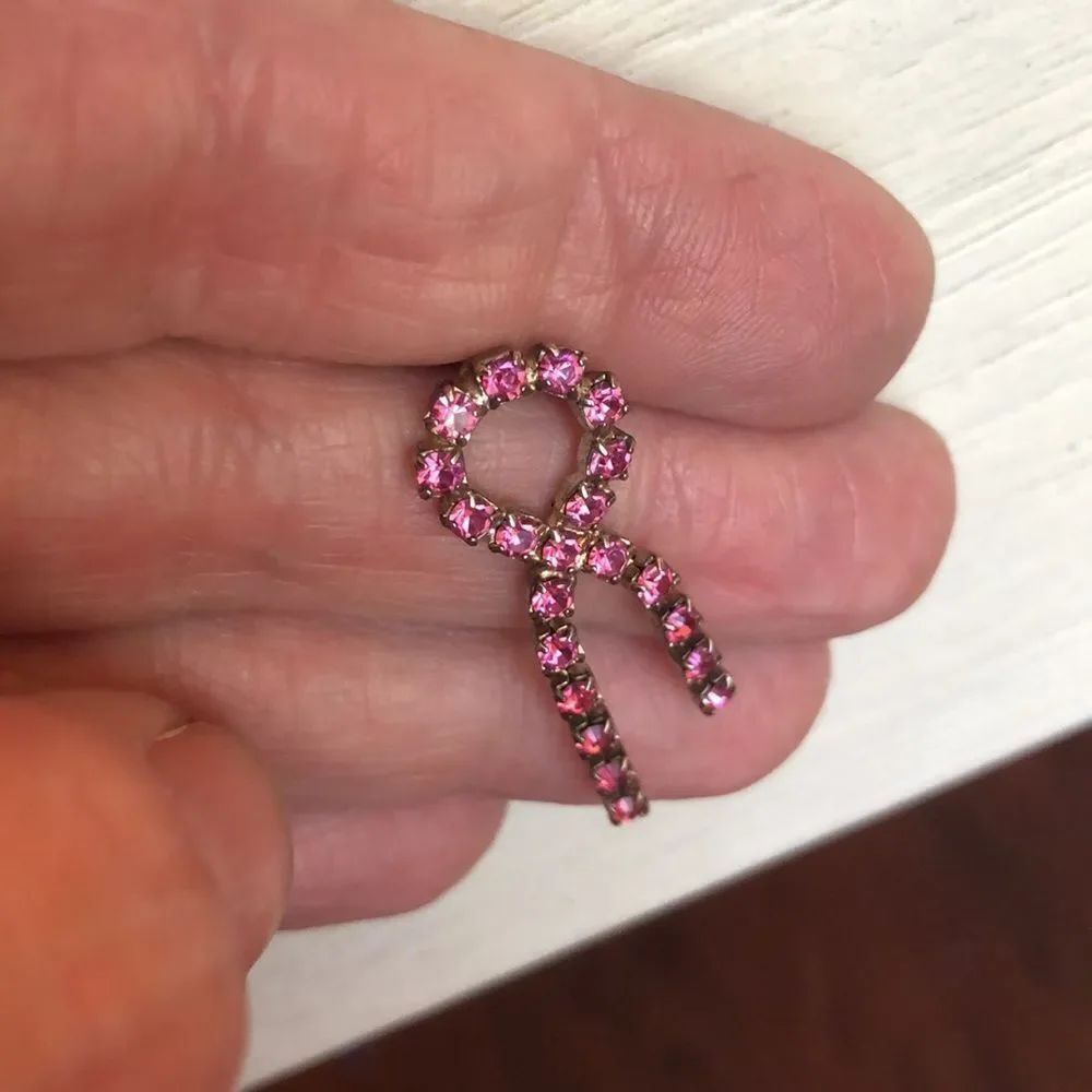 Vintage Pink Rhinestone Breast Cancer Ribbon Pin - Picture 11 of 12